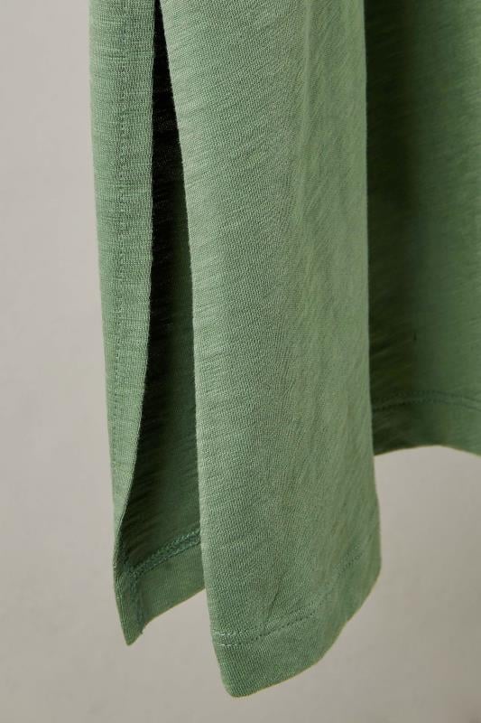 EVANS Plus Size Khaki Green Cotton Midi Dress | Evans 7