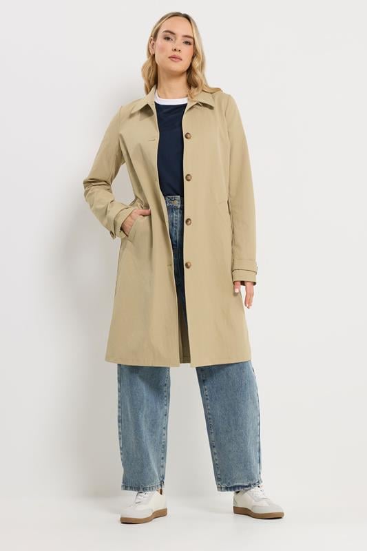 LTS Tall Stone Brown Button Car Coat