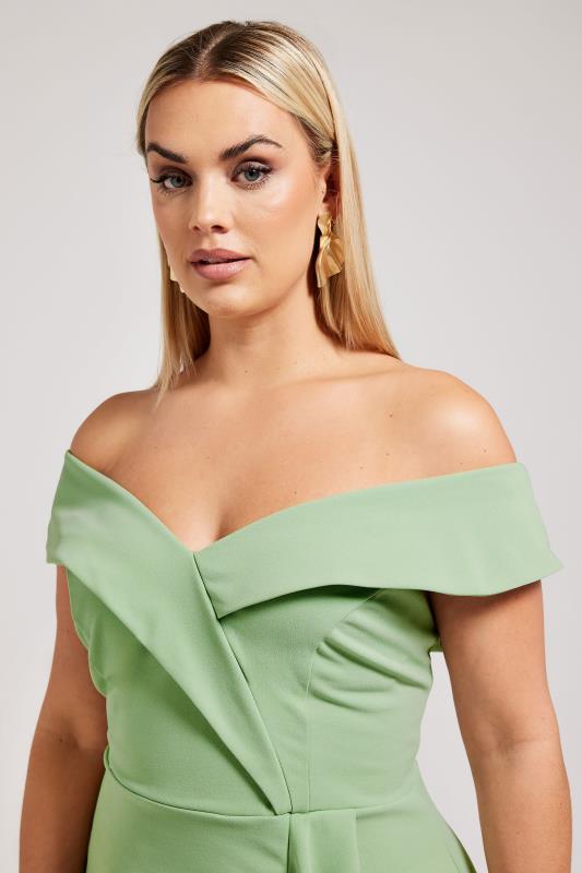 YOURS LONDON Plus Size Sage Green Tuxedo Style Ruffle Dress | Yours Clothing 4