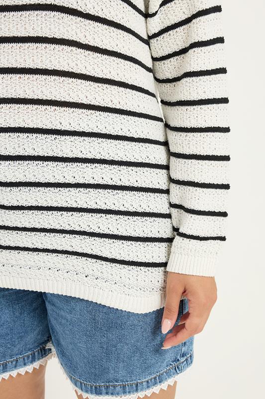 YOURS Plus Size Cream Stripe Knitted Jumper | Yours Clothing 4