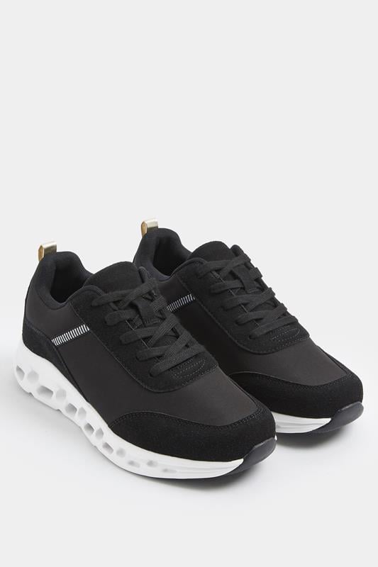  Yours Black Contrast Chunky Runner Trainers In Extra Wide EEE Fit
