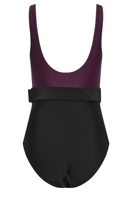 LTS Tall Black Colour Block Belted Swimsuit | Long Tall Sally 7