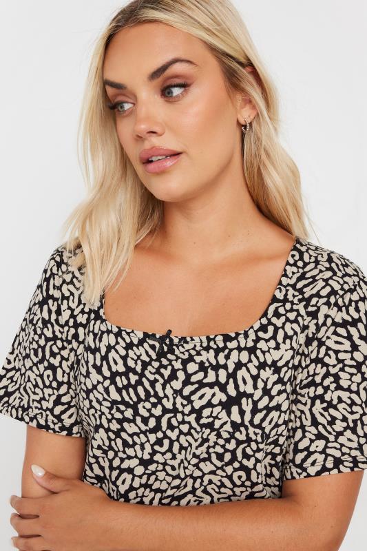 YOURS Plus Size Black Animal Print Bow Top | Yours Clothing 4