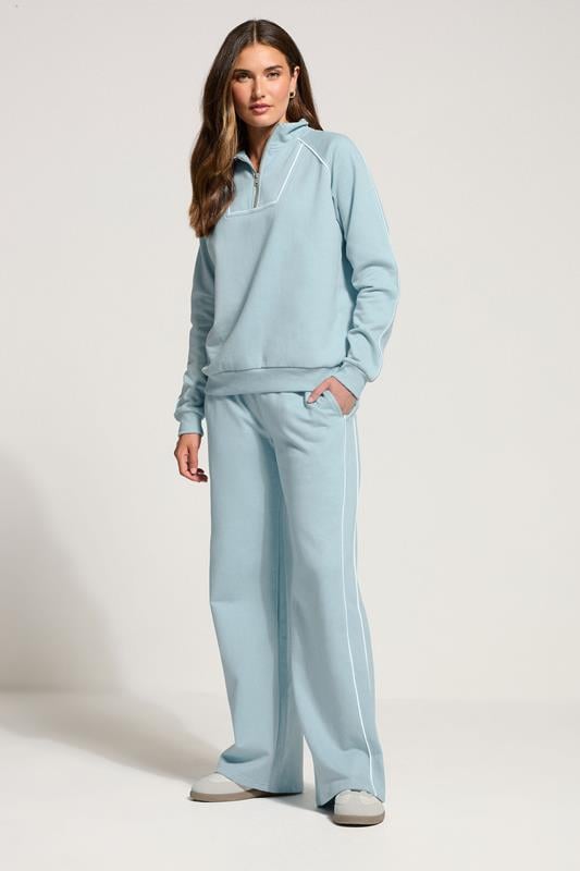 LTS Tall Women's Light Blue Piped Wide Leg Joggers | Long Tall Sally 1