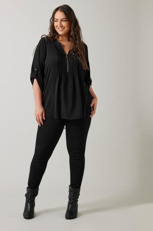 EVANS Plus Size Black Pintuck Blouse | Evans  2