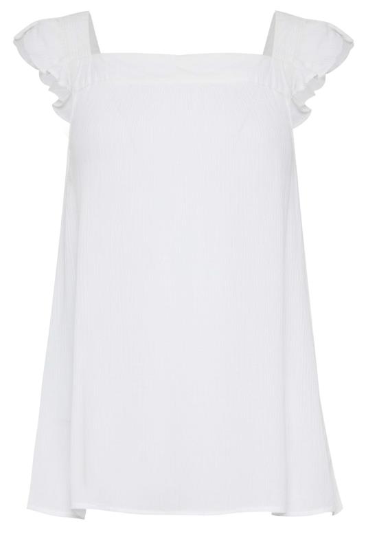 LTS Tall Women's White Crinkle Frill Top | Long Tall Sally 7