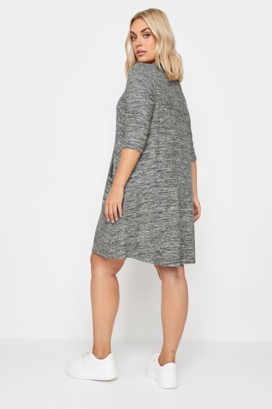 YOURS Curve Grey Soft Touch Pocket Dress | Yours Clothing 3