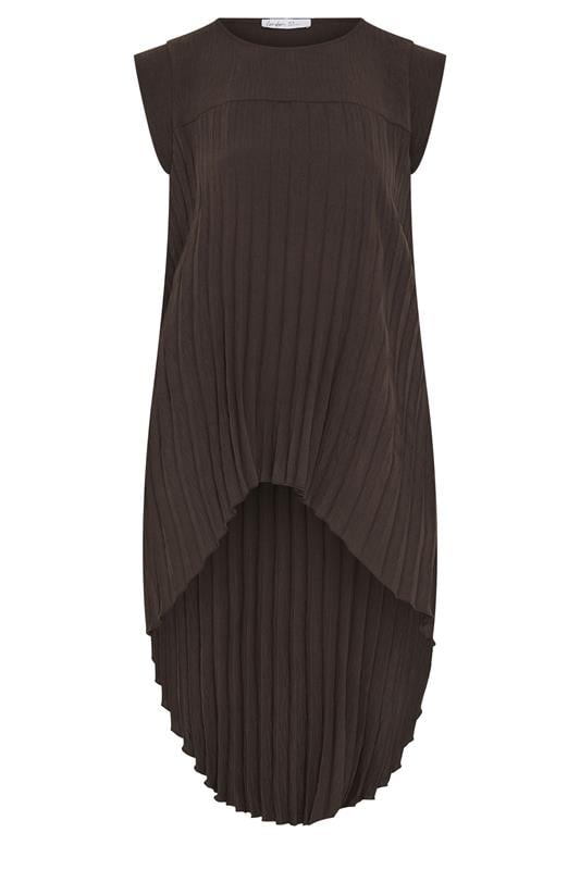 YOURS LONDON Plus Size Chocolate Brown Pleated Top | Yours Clothing 5