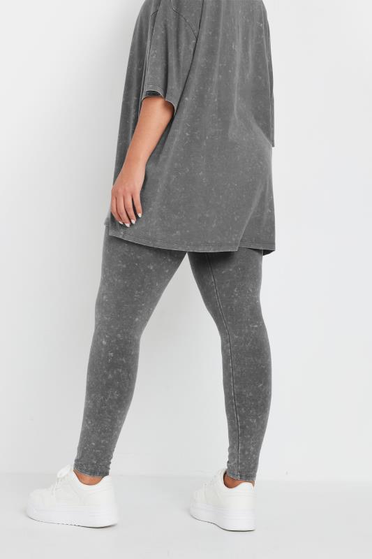 YOURS Plus Size Grey Acid Wash Leggings | Yours Clothing 3