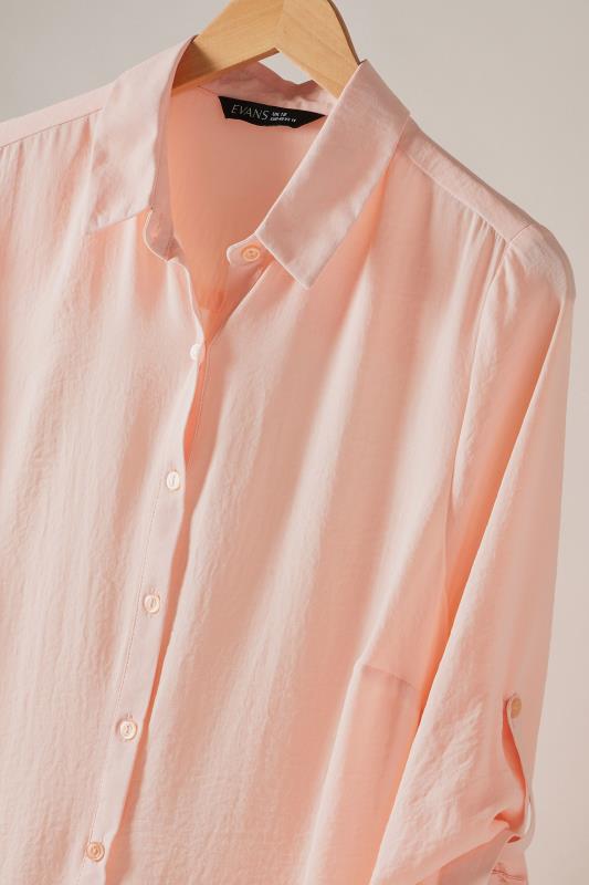 EVANS Plus Size Light Pink Tab Sleeve Shirt | Evans  7