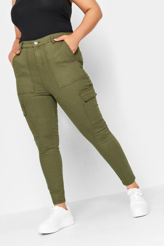 Plus Size  YOURS Curve Khaki Green Cargo AVA Jeans