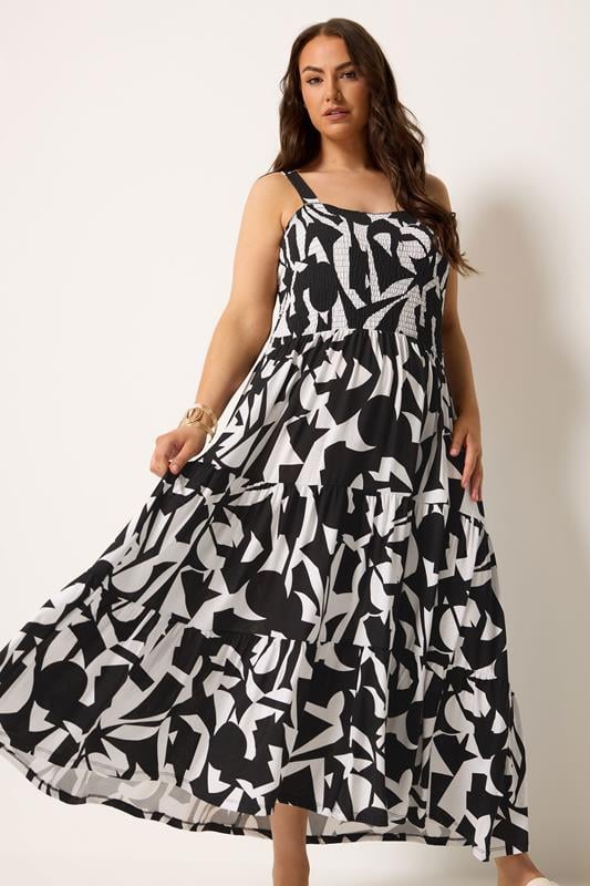  YOURS Curve Black Abstract Shirred Dress