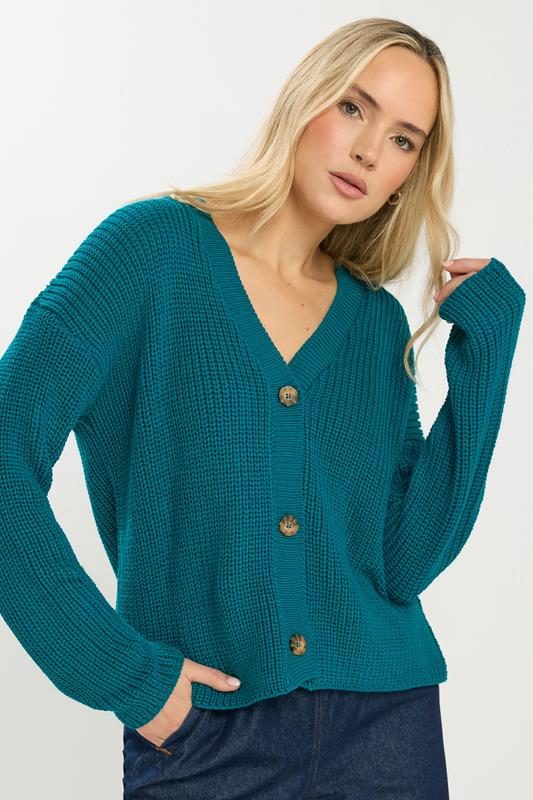 Tall  LTS Tall Teal Blue V-Neck Cardigan