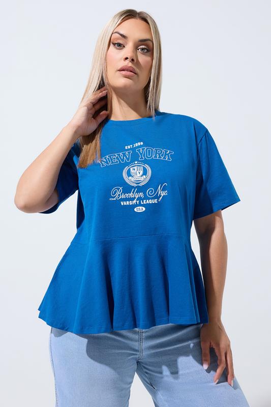  LIMITED COLLECTION Blue New York Sporty Peplum Top