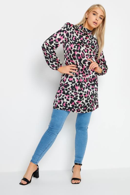 M&Co Pink Leopard Print High Neck Tunic Top | M&Co  2