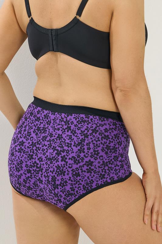 YOURSET 5 PACK Plus Size Purple Ditsy Print Full Briefs | Yours Clothing 5