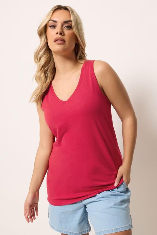 YOURS Curve Red V-Neck Core Vest Top
