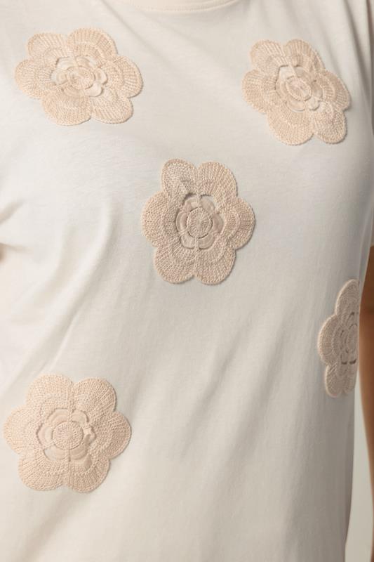 YOURS Plus Size Cream Daisy Applique T-Shirt | Yours Clothing 4