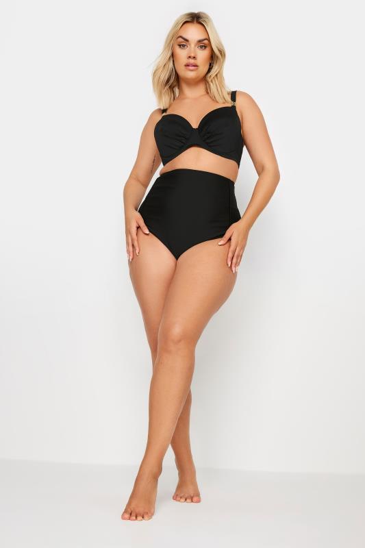 YOURS Plus Size Black Underwired Bikini Top | Yours Clothing 2