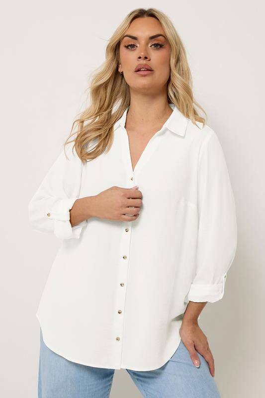 YOURS Curve Ivory White Button Through Blouse