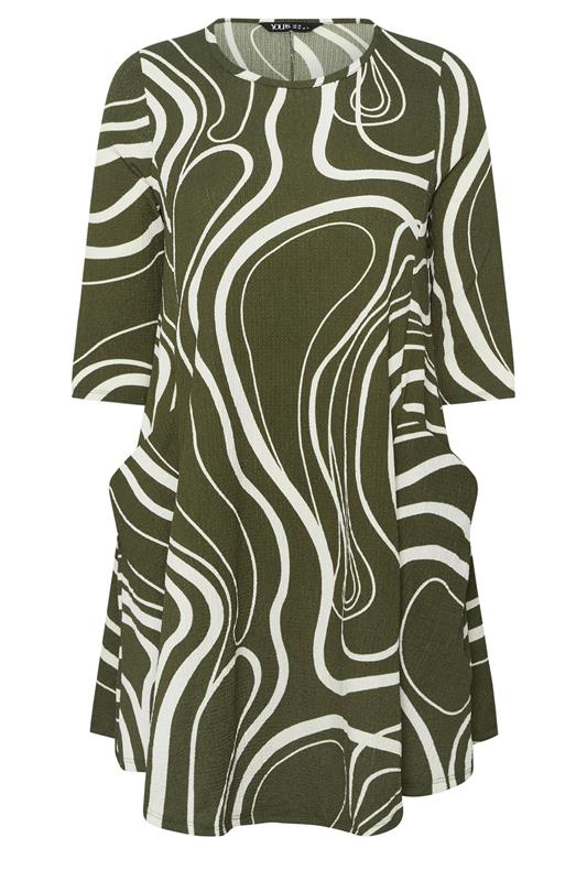 YOURS Plus Size Green Abstract Swirl Tunic Dress | Yours Clothing 5