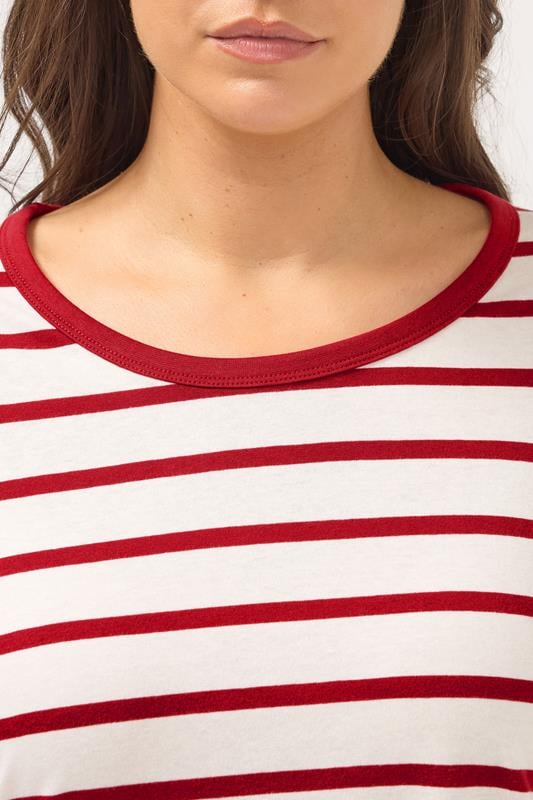 YOURS Plus Size Red Stripe Long Sleeve Ringer Top | Yours Clothing 4