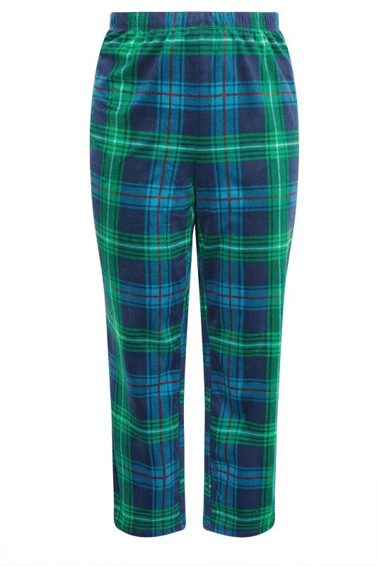 YOURS Curve Plus Size Blue & Green Tartan Print Pyjama Bottoms | Yours Clothing  5
