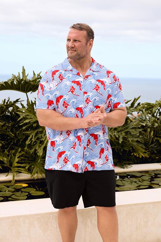 BadRhino Big & Tall Blue Koi Fish Print Shirt