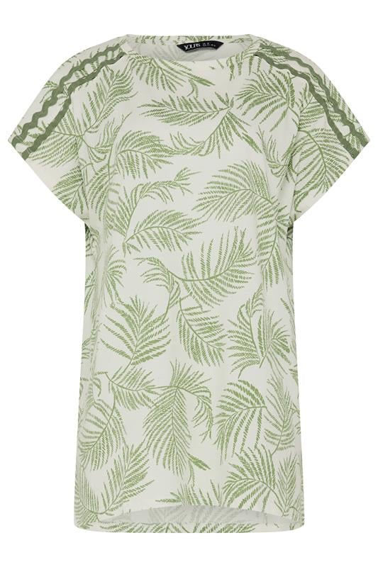 YOURS Plus Size Green Palm Tree Trim Detail T-Shirt | Yours Clothing 6