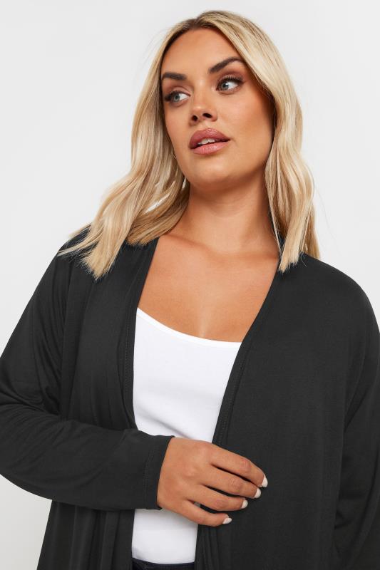 YOURS Plus Size Black Edge To Edge Waterfall Jersey Cardigan | Yours Clothing 4