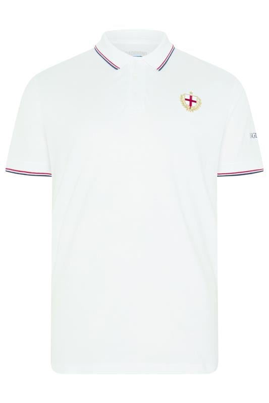 BadRhino Big & Tall White England Embroided Polo Shirt | BadRhino 7