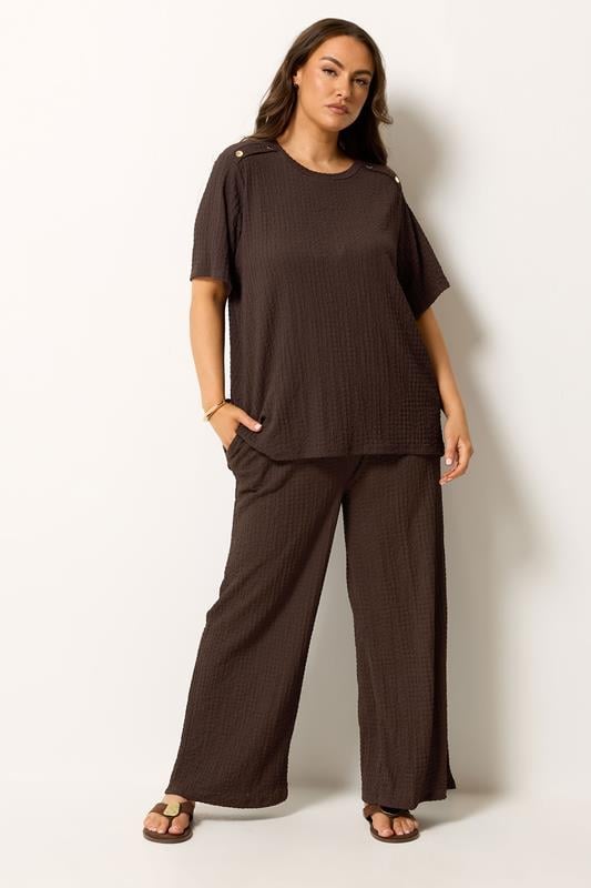 YOURS Plus Size Chocolate Brown Bubble Texture Top | Yours Clothing 1