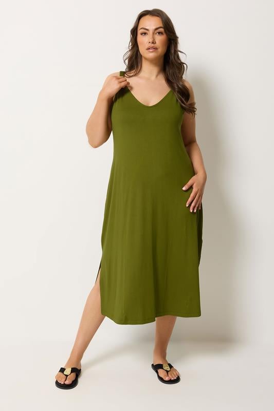 YOURS Plus Size Green Throw On Midi Dress | Yours Clothing 2