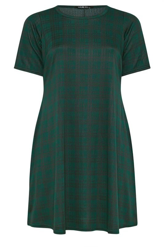 YOURS Plus Size Green Check Mini Dress | Yours Clothing 5