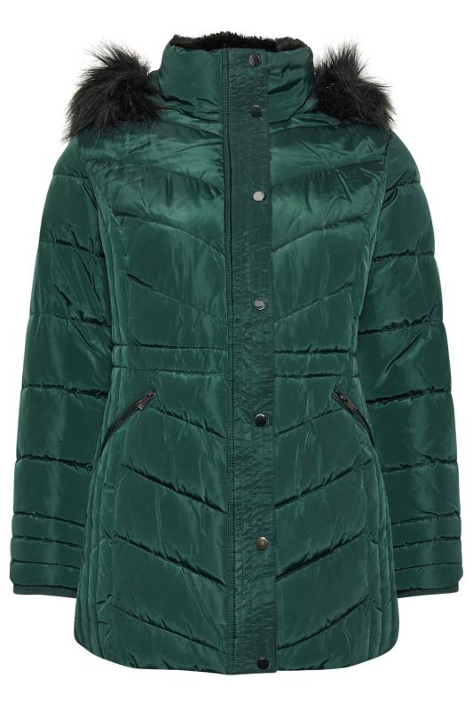 YOURS Plus Size Forest Green Padded Coat | Yours Clothing 5