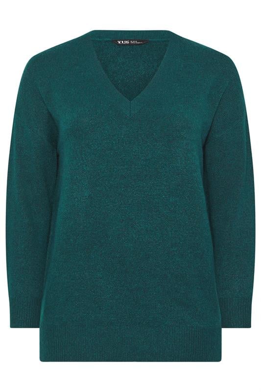 YOURS Plus Size Teal Blue Soft Touch Knitted Jumper | Yours Clothing 1