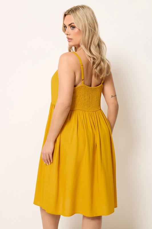 YOURS Plus Size Yellow Strappy Midi Sundress | Yours Clothing 4