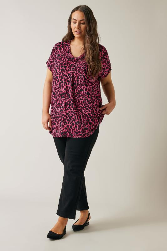 EVANS Plus Size Pink Leopard Print Swing Top | Evans 2