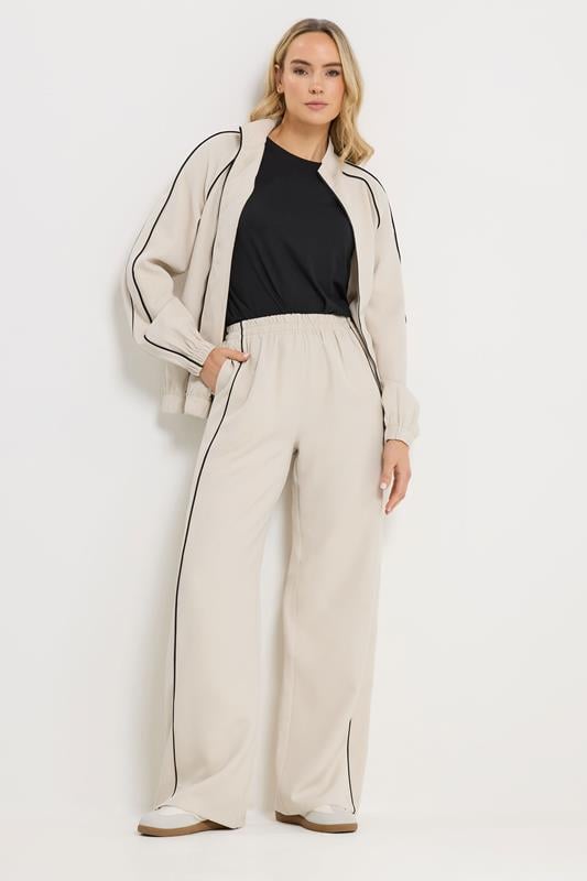  LTS Tall Ivory White Piped Wide Leg Trousers