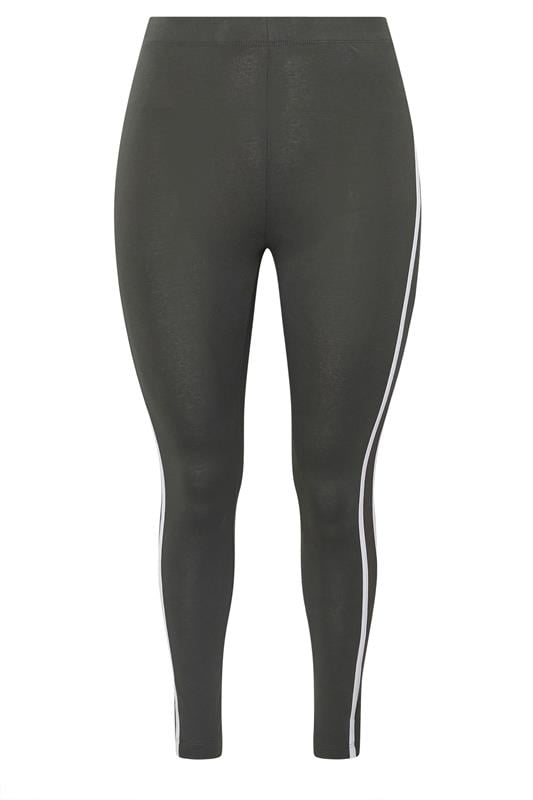 YOURS ACTIVE Plus Size Grey Side Stripe Leggings | Yours Clothing 6