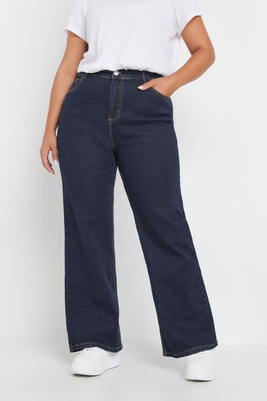 YOURS Plus Size Indigo Blue Wide Leg Denim Jeans | Yours Clothing  1