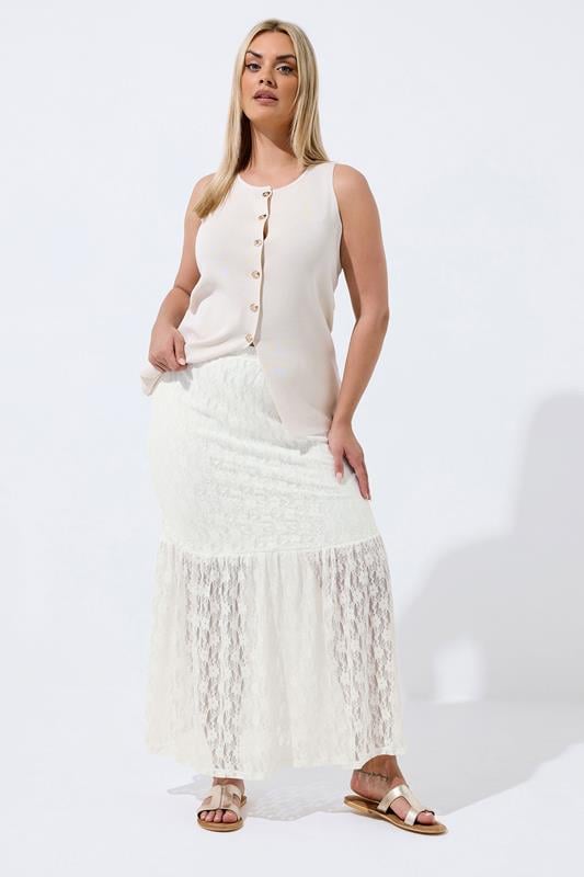  LIMITED COLLECTION Curve White Lace Maxi Skirt