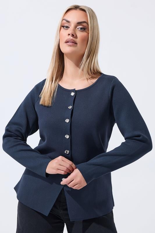  LIMITED COLLECTION Curve Navy Blue Compact Knitted Top