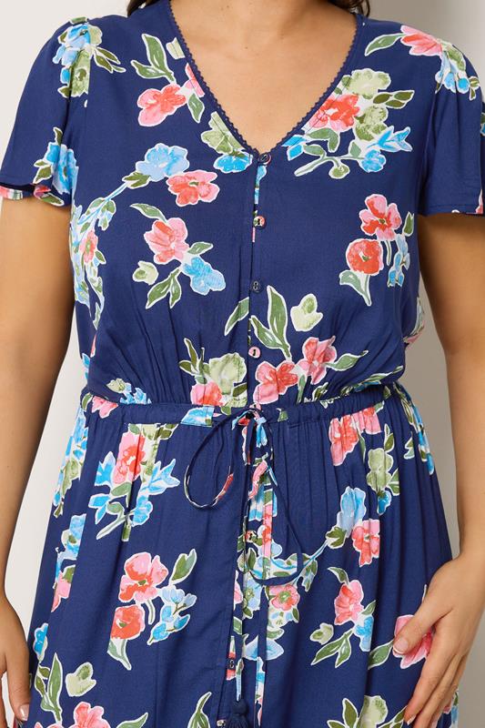 YOURS Plus Size Blue Floral Sleeve Dress | Yours Clothing 4
