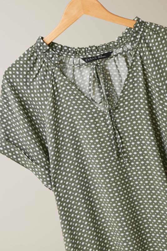 EVANS Plus Size Grey Dot Print Tie Neck Blouse | Evans 7