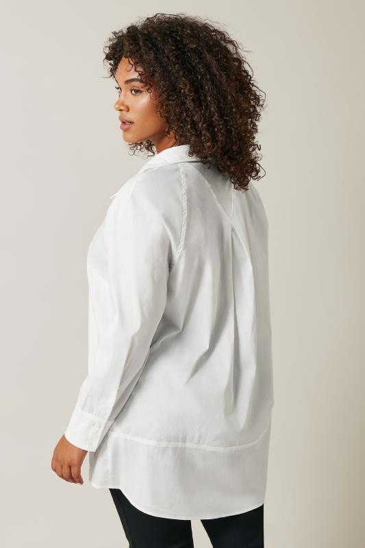 Cotton Rich Tiered Hem White Shirt  3