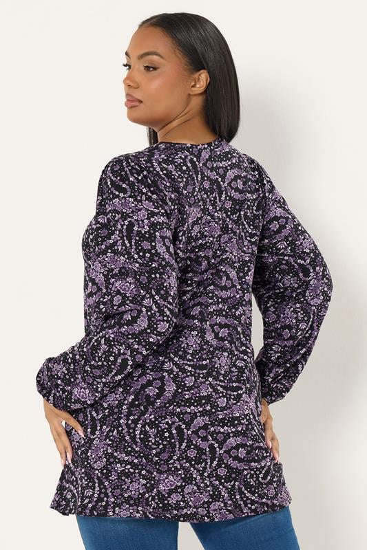 YOURS Plus Size Purple Paisley Print Pleat Front Top | Yours Clothing 2
