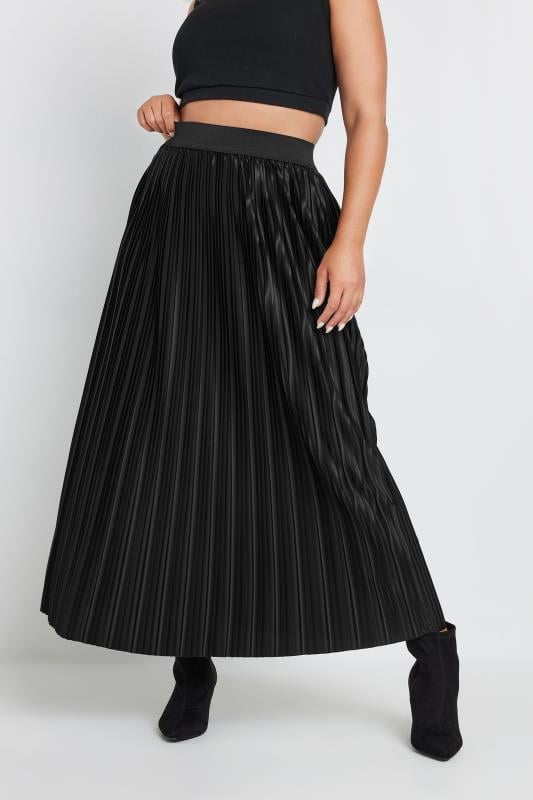 YOURS Plus Size Black Pleated Maxi Skirt | Yours Clothing 1