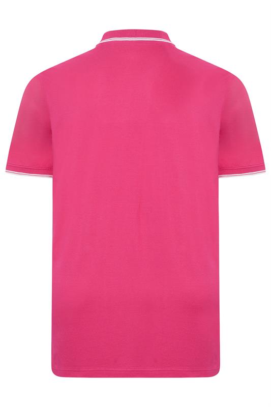 BadRhino Big & Tall Pink & White Tipped Polo Shirt | BadRhino 7