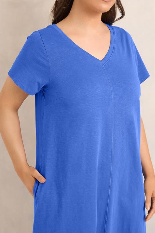EVANS Plus Size Cobalt Blue Premium Cotton Dress | Evans 4